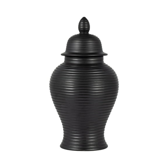 Sagebrook Home Ribbed Textured Ceramic Ginger Temple Jar