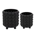 thumbnail image 1 of Sagebrook Home Set Of 2 6/8" Bubble Planters, Matte Black, Round, Ceramic, Contemporary, 8"H, Bubble, 1 of 8
