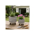 thumbnail image 1 of Ceramic Footed Planter for Home Decor - Hand Painted Flower Pot for Indoor and Outdoor Plants - Decorative Pot Accent for Garden, Patio, and Living Room Decor - Set of 2, 8", 6", White, 1 of 10