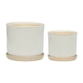 thumbnail image 1 of Sagebrook Home Set Of 2 Ceramic 6/8" Planter With Saucer, Beige, Round, Ceramic, Contemporary, 8"H, Speckled, 1 of 8