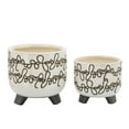 thumbnail image 1 of Home Decor Flower Pots and Planters - Contemporary Ceramic Indoor Plants, Outdoor Planters, and Modern Plant Pots - Elevated Decorative Accent for Garden or Patio Set of 2 - 8", 6" Ivory & Tan, 1 of 9