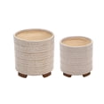 thumbnail image 1 of Sagebrook Home Set Of 2 Ceramic Tribal Look 6/8" Planters, Ivory, Round, Ceramic, Contemporary, 8"H, Tribal, 1 of 7