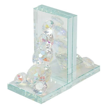Sagebrook Home Set Of 2 Crystal Diamond Bookends, Rainbow, Novelty, Crystal, Glam, 8"L X 6"W X 6"H, Solid Color