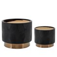 thumbnail image 1 of Sagebrook Home Set Of 2 Diamond Metallic Planters  6/8", Black, Round, Ceramic, Contemporary, 8"L X 8"W X 7"H, Diamond, 1 of 4