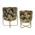 thumbnail image 1 of Sagebrook Home Set Of 2 Metal 12/15" Hammered Planter, Gold, Round, Iron, Glam, 15"H, Hammered, 1 of 9