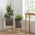 thumbnail image 1 of Decorative Flower Pots with Metal Stand for Home Decor - Modern Planters for Hallway, Entryway, and Living Room Decor - Indoor and Outdoor Pots for Plants Styling - Set of 2, 23", 19", Gray & Gold, 1 of 14