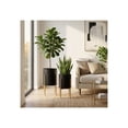 thumbnail image 1 of Decorative Flower Pots with Metal Stand for Home Decor - Modern Planters for Hallway, Entryway, and Living Room Decor - Indoor and Outdoor Pots for Plants Styling - Set of 2, 23", 19", Black & Gold, 1 of 12