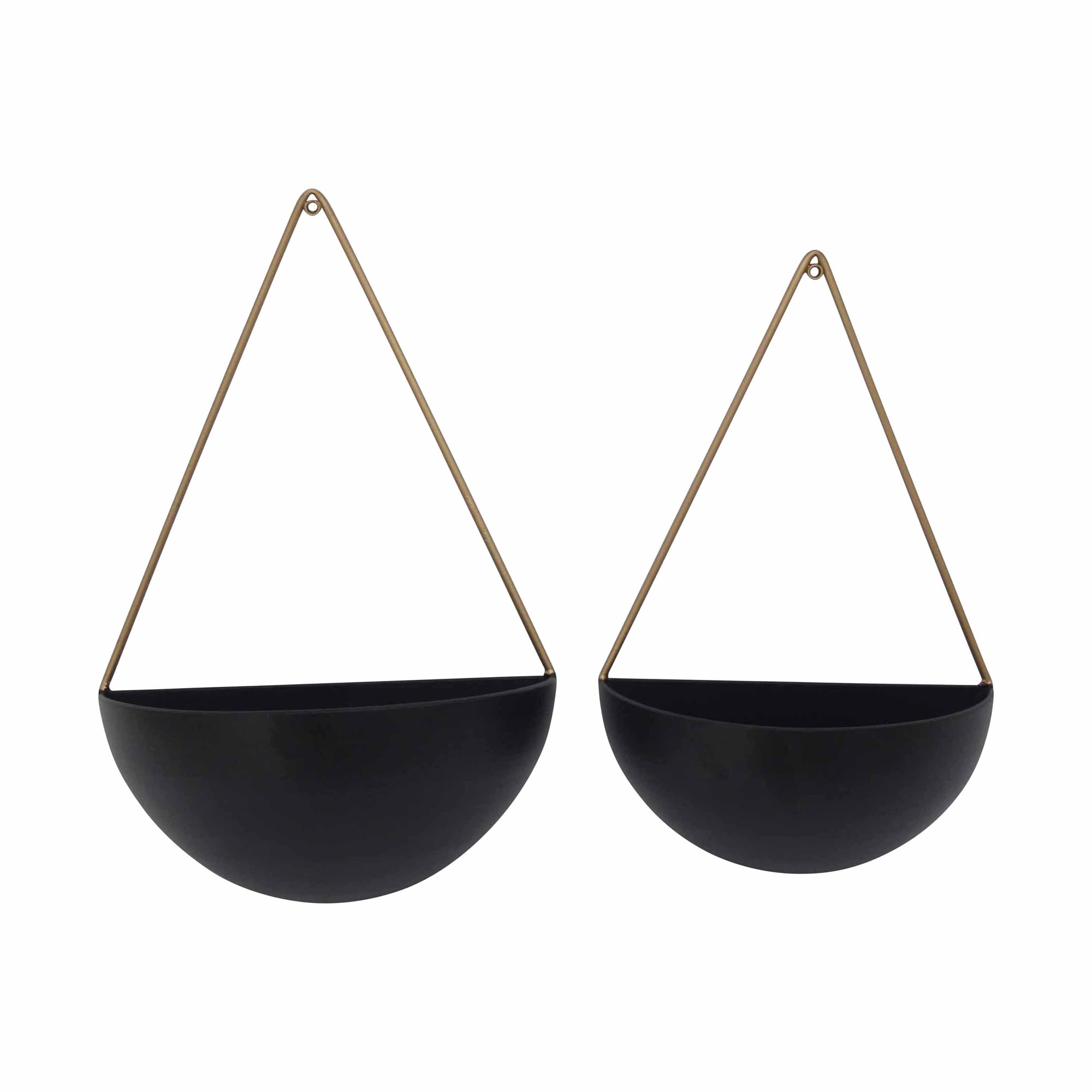Sagebrook Black Metal Half Moon Wall Planter Duo
