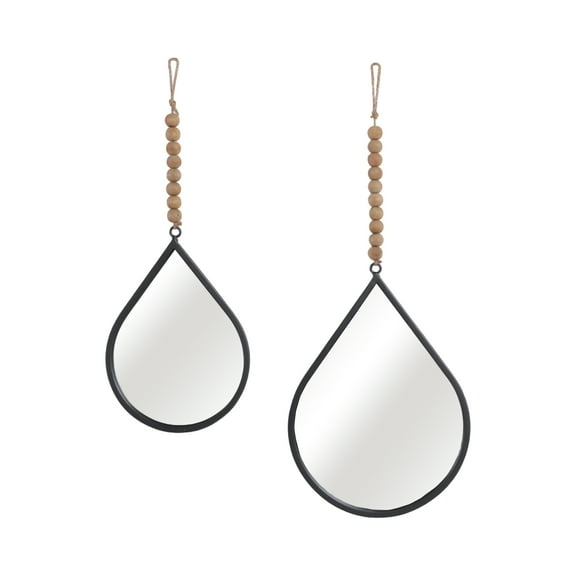 Sagebrook Home Set of 2 Metal Teardrop Wall Mirror, Gunmetal