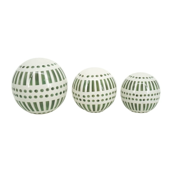 Sagebrook Home Set of 3 6/5/4" Orbs, Green