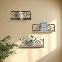 Sagebrook Home Set of 3 Natural/Black Wall Shelves, Versatile MDF and Iron Home Storage, Elevate Your Decor