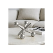 Decorative Metal Jack Sculpture for Home D cor - Modern Figurine for Bathroom, Office, and Living Room D cor - Abstract Accent for Entryway, Shelf Display, and Coffee Table - 5", Silver & Metallic