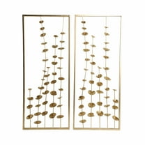 Sagebrook Home Small Blooms Iron Metal Wall Panels in Gold, 32 Inches, Perfect for Home Decor (Set of 2)