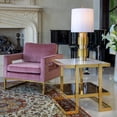 thumbnail image 1 of Sagebrook Home Stainless Steel & Glass Accent Table, 1 of 6