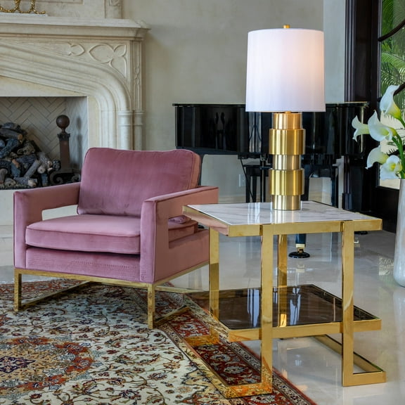 Sagebrook Home Stainless Steel & Glass Accent Table