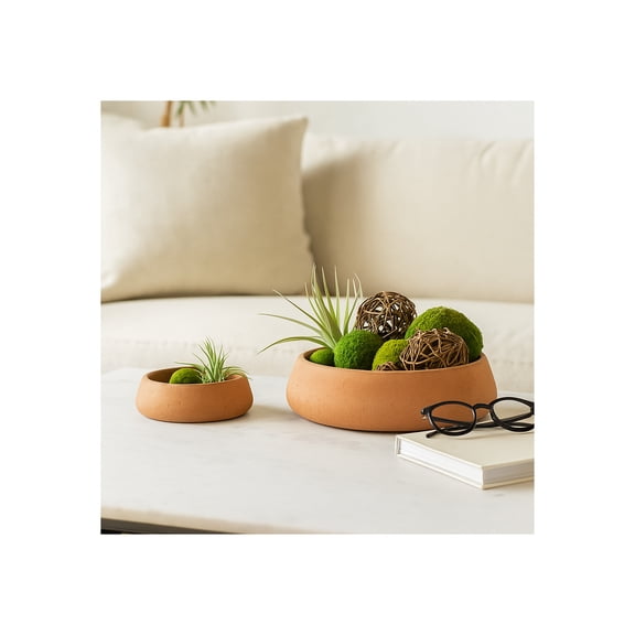 Elegant Ceramic Decorative Bowl for Coffee Table - Decorative Centerpiece Table Decorations or Living Room for Home Decor Accents - Kitchen Counter Decor, Key or Candy Bowl - Set of 2, 4" Brown