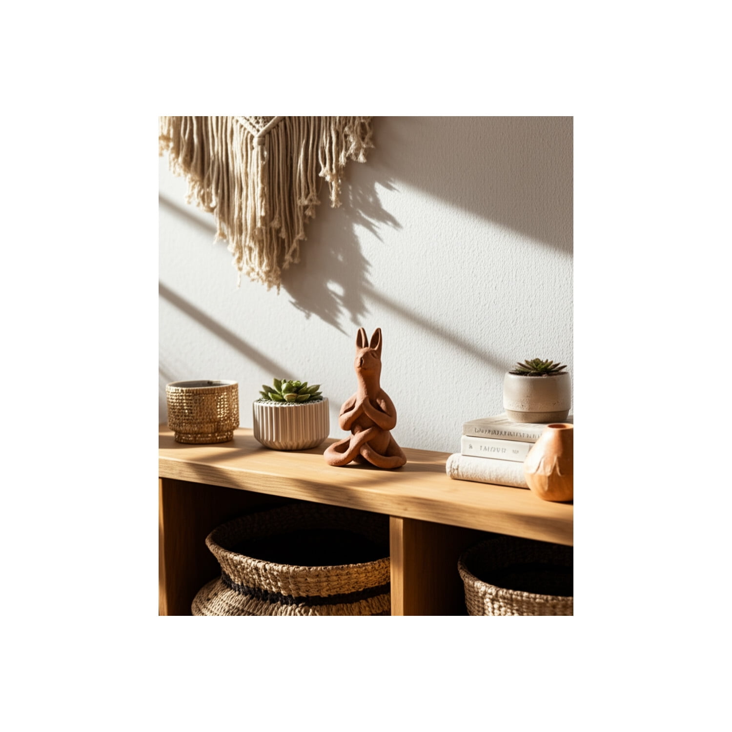 Meditating Rabbit Figurine Handcrafted Pottery Terracotta Boho Decor ...