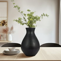Modern Decorative Vase - Textured Terracotta Flower Vase for Home, Office, Bedroom & Living Room - 18" Black