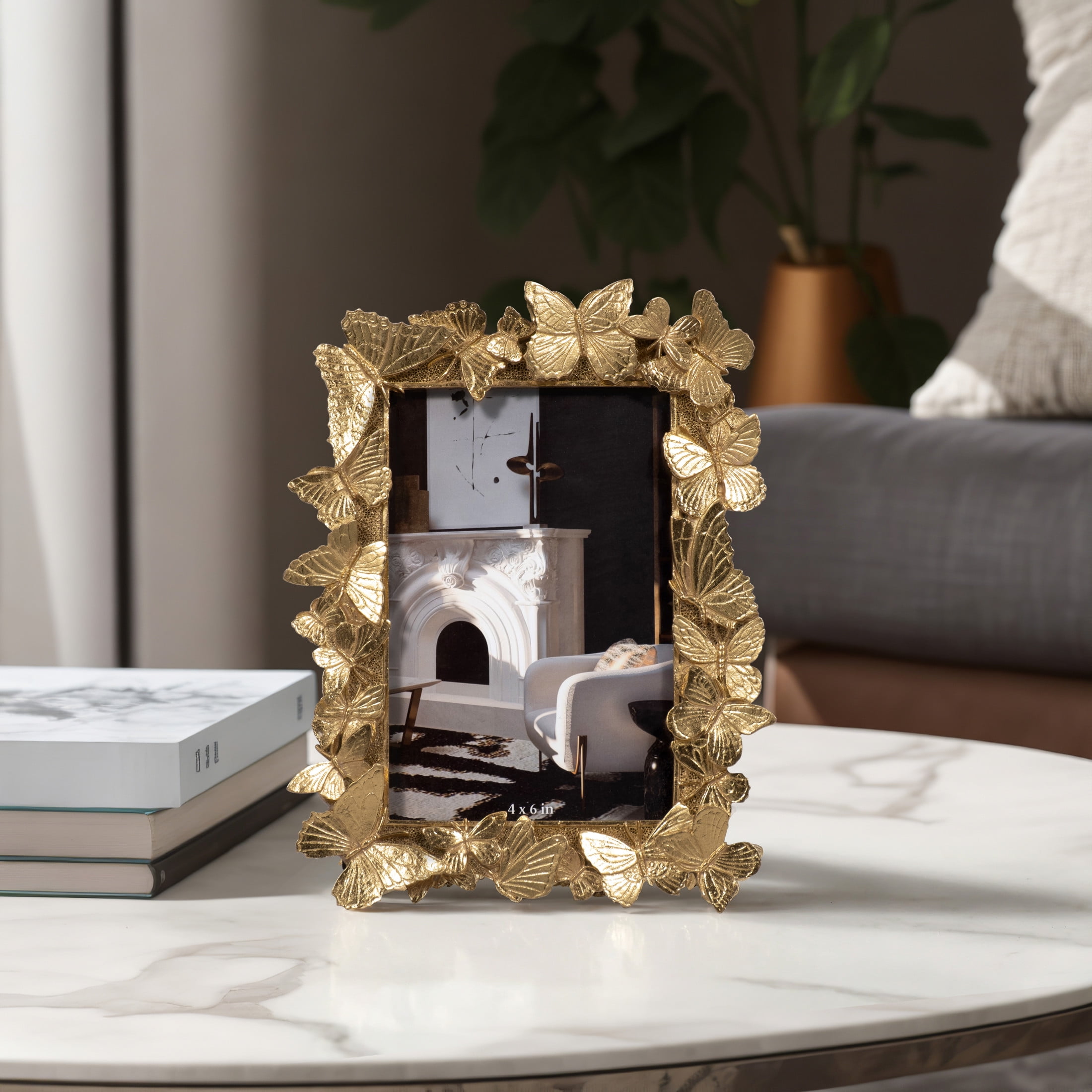 Elegant Gold Polyresin Butterfly 4x6 Photo Frame