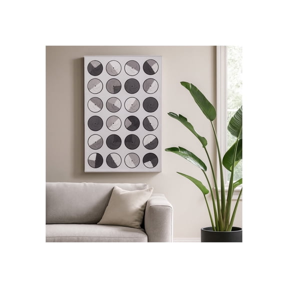 Sagebrook Home Wall Art for House and Living Room - Modern Rectangular Framed Abstract Wall Art for Dining Room and Bedroom Decor - 47" Black & Gray