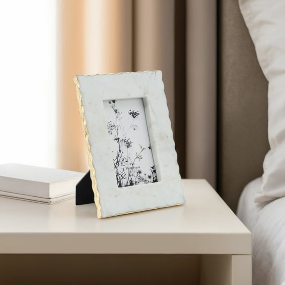 Sagebrook Home White Marble Jagged Edges Photo Frame Contemporary Picture Frame