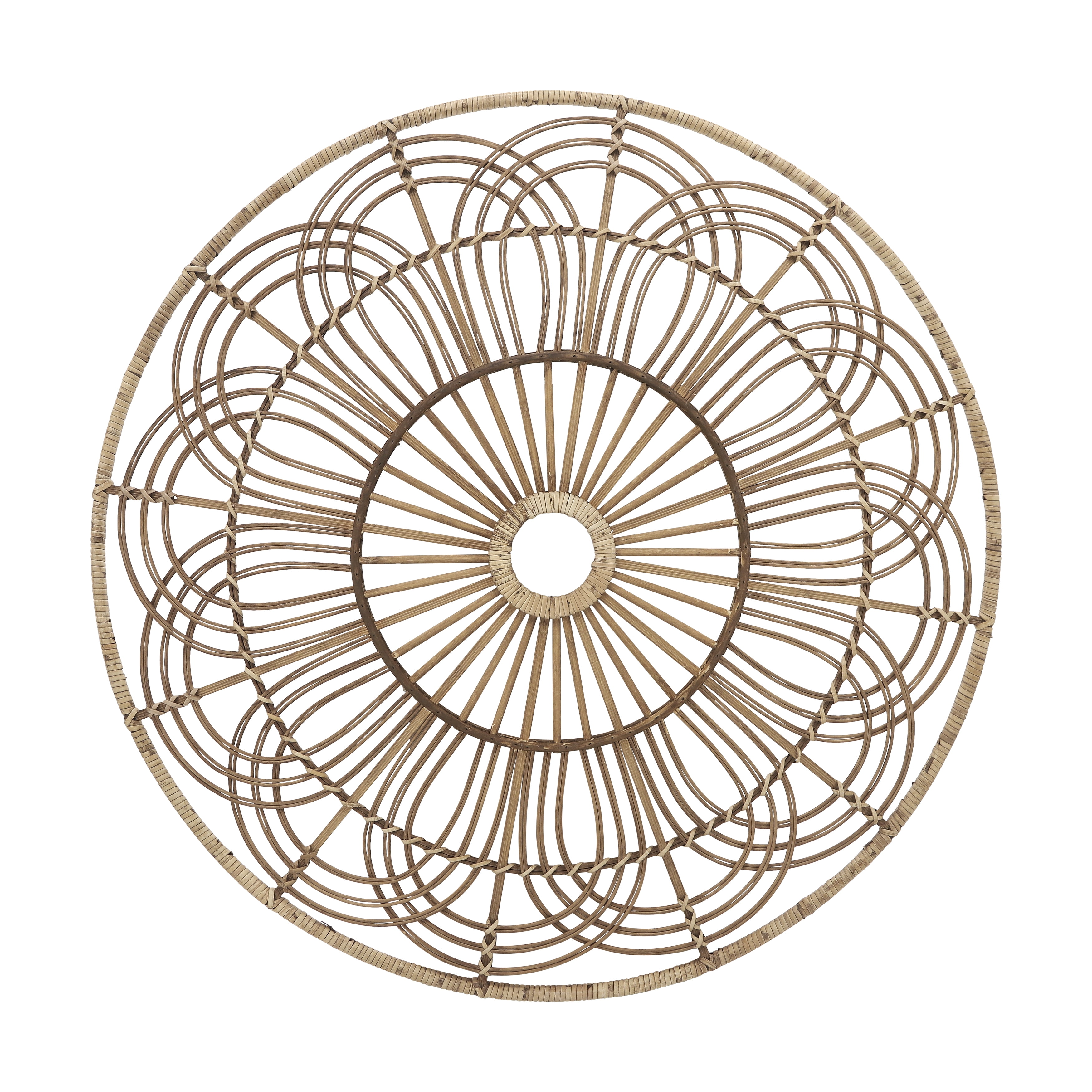Natural Brown Bamboo and Rattan 36-Inch Round Wall Accent Decor