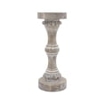 thumbnail image 1 of Sagebrook Home Wood, 13" Banded Bead Candle Holder, Antique White, Pillar, Wood, Contemporary, 5"L X 5"W X 13"H, Beaded, 1 of 3