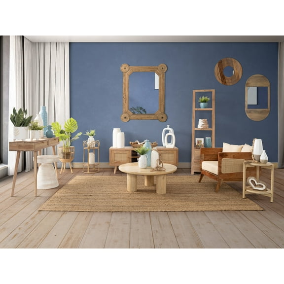 Sagebrook Home Wood, 34"Lx18"W Oval Mirror, Brown, Oval, 1"H, Solid Color - 34.0" x 18.0" x 1.0"