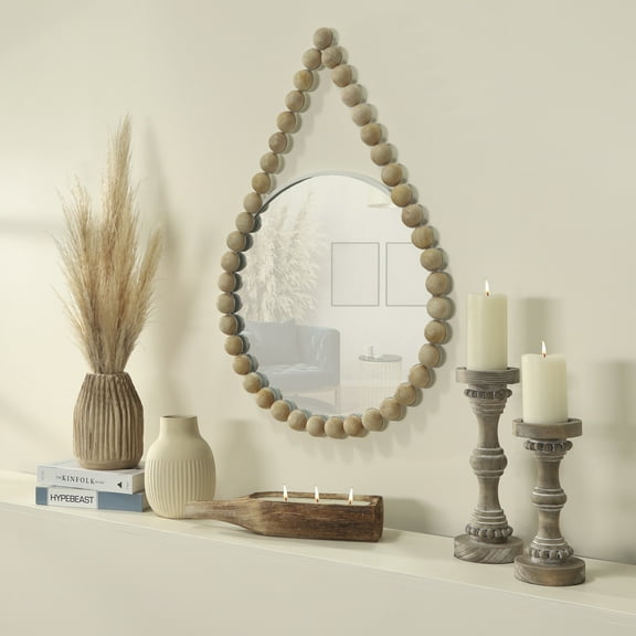 Sagebrook Home Wood, 36" Beaded Mirror, White