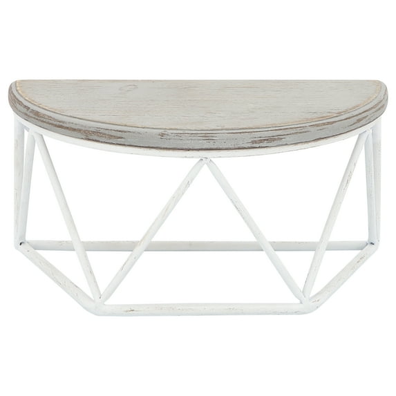 Sagebrook Home Wood/metal 12"L Demilune Wall Shelf, White/gray