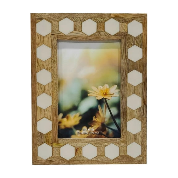 Sagebrook Home Wood/resin, 4x6 Hexagon Frame, White