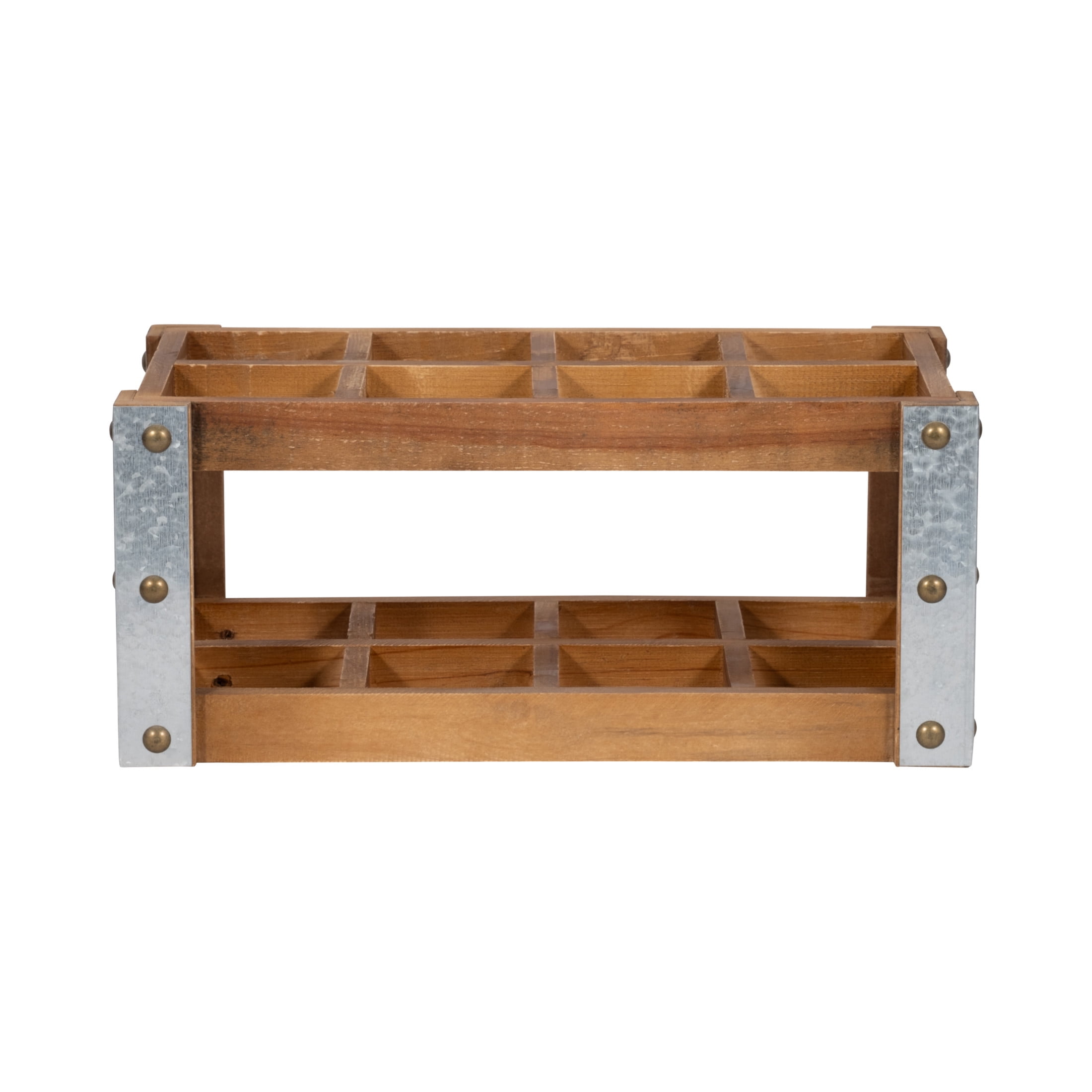 Rustic Brown Wood and Metal 8-Bottle Wine Rack