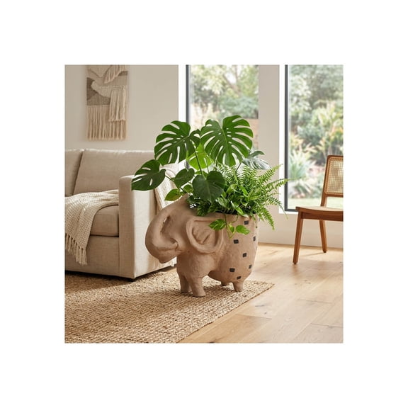 Sagebrook Home's Ivory 25" Paper Mache Elephant Planter