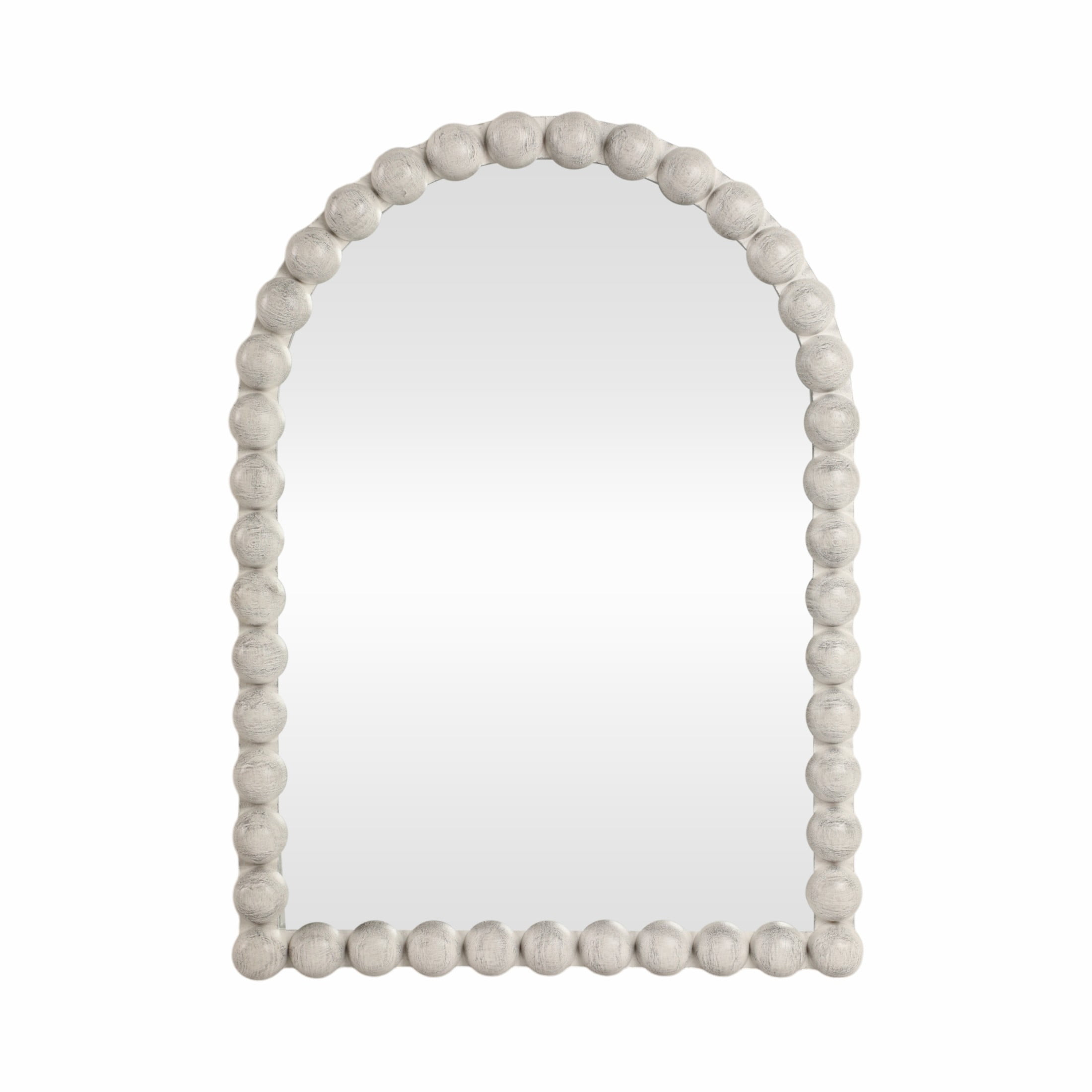 White Hand-Painted Knobby Arch Wall Mirror 22x30 Inches