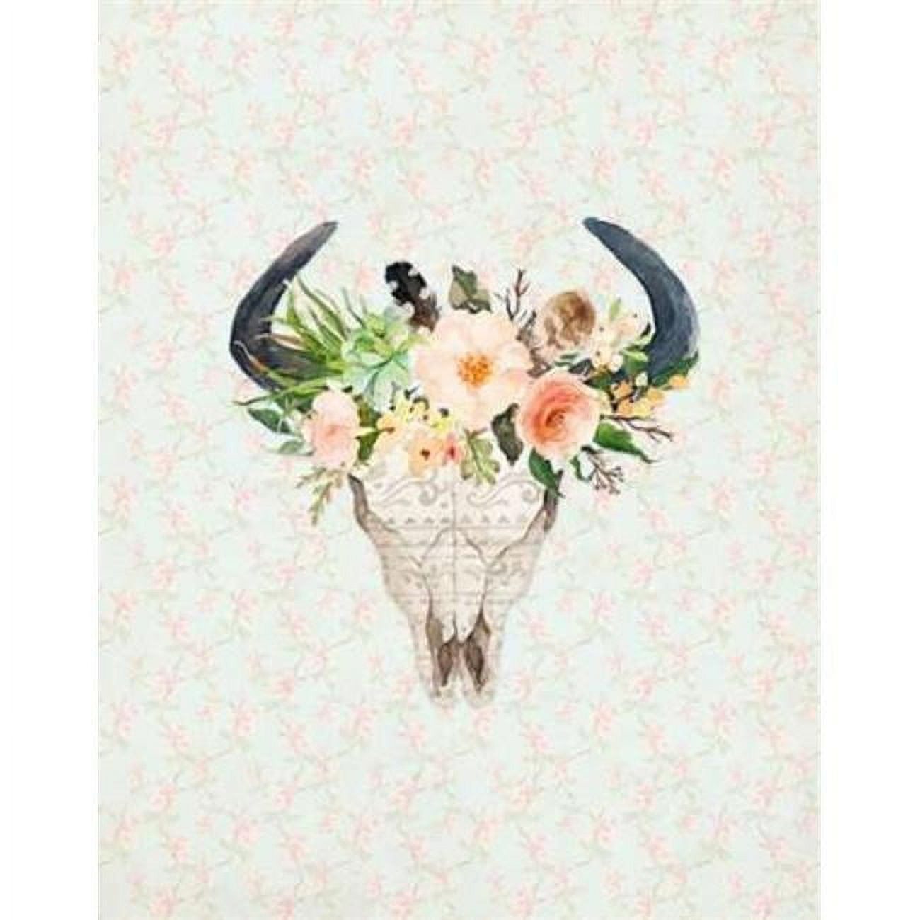 Sagebrush Fine Art Bull Skull On Floral Poster Print by Tara Moss 22