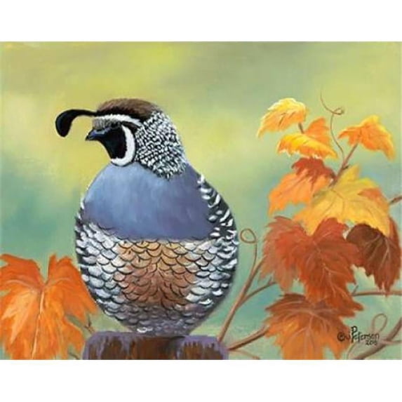 Sagebrush Fine Art PDXPT1103SMALL Quail Leaves Poster Print by Julie Peterson, 10 x 12 - Small