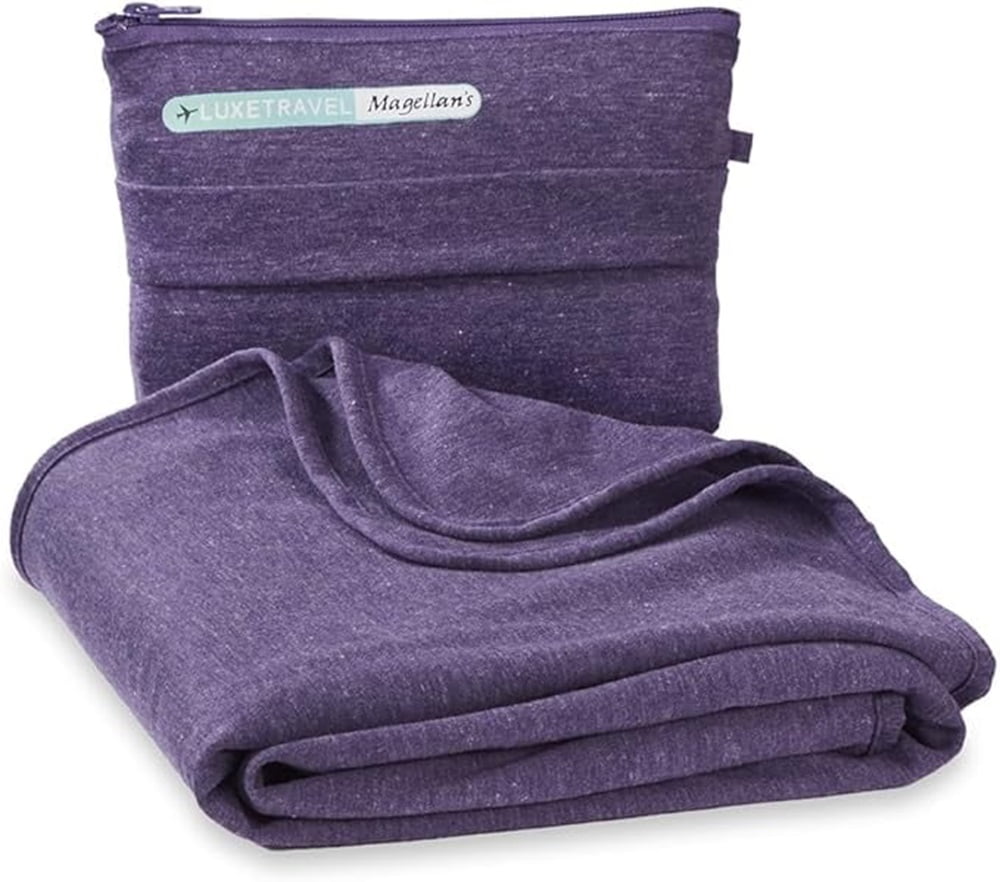 Sagefinds Airplane Travel Blanket | Perfect Gift for Long Travel Flights | Travel Essential - Purple