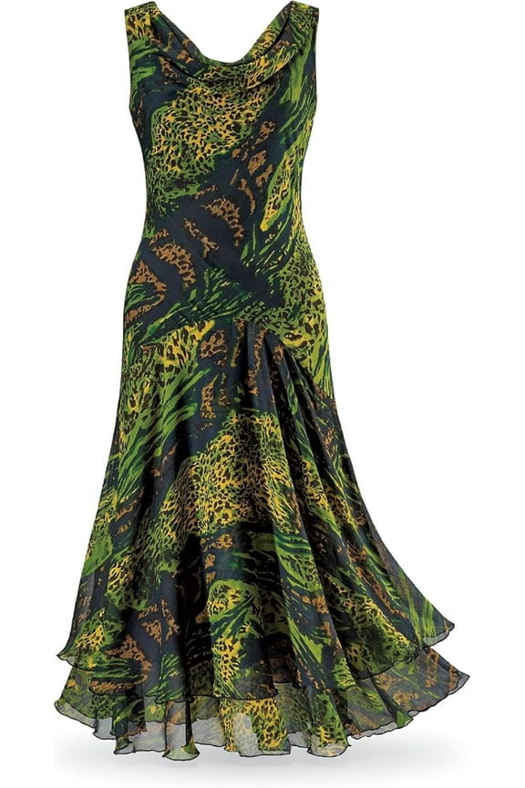 Bias-Cut Georgette Dress, Fluttery Women's Maxi Sundress, Summer Sleeveless Dress - 2X