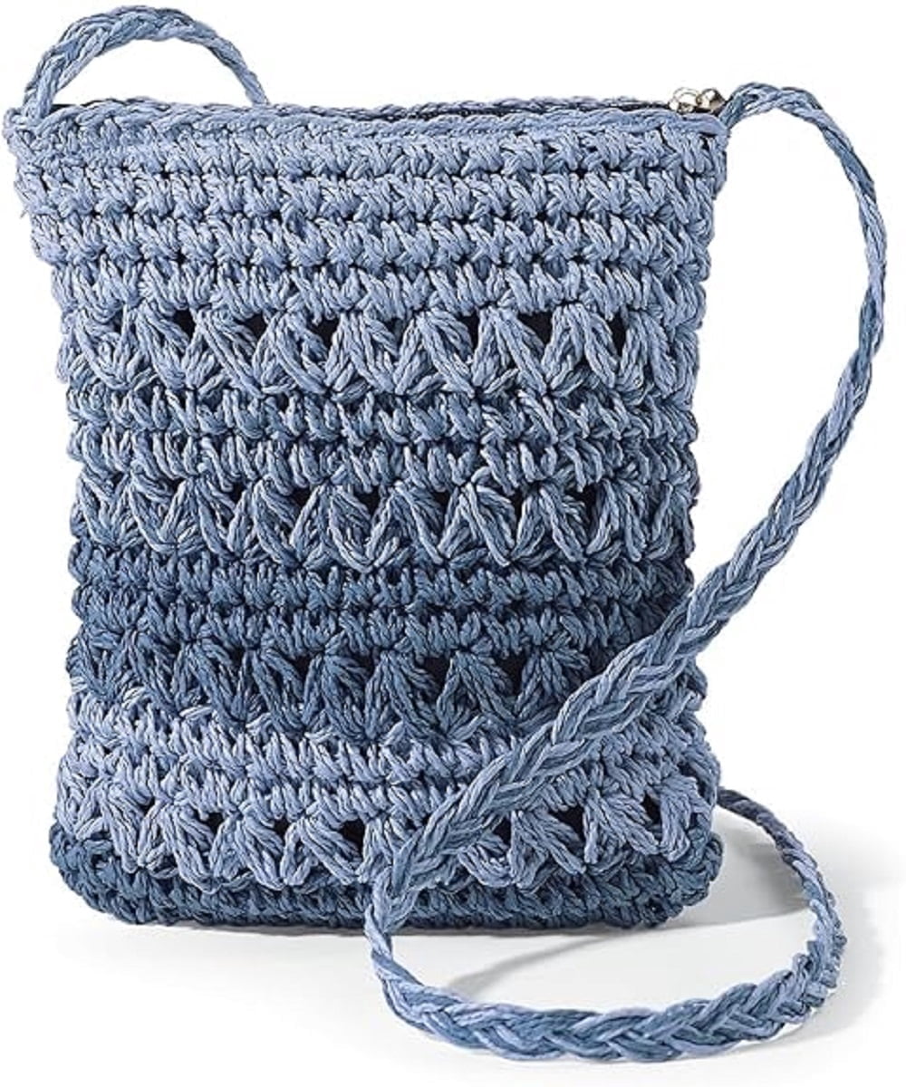 Sagefinds Blue Straw Handbag for Women, Woven Crossbody Purse for Summer Shoulder Bag - 8 ½” X 9 ½”