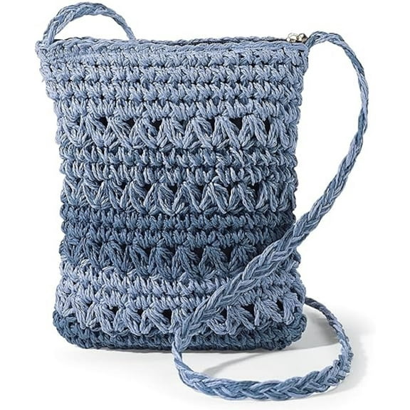 Sagefinds Blue Straw Handbag for Women, Woven Crossbody Purse for Summer Shoulder Bag - 8 ½” X 9 ½”