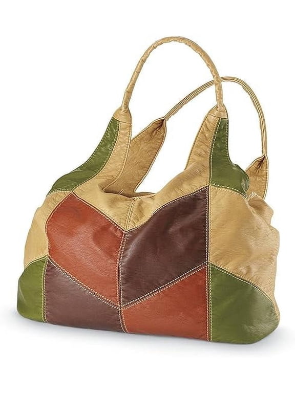 Color Block Shoulder Bag for Women, Hobo Purse, 3 Zippered Compartments, Lined Interior