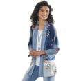 thumbnail image 1 of Sagefinds Floral Kimono Jacket, Women’s Cardigan, Open Front Loose Cover up Top, 3/4 Sleeves - 1X, 1 of 9