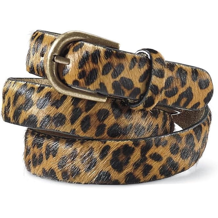 Sagefinds Leopard Print Leather Belt for Women, Fashion 
