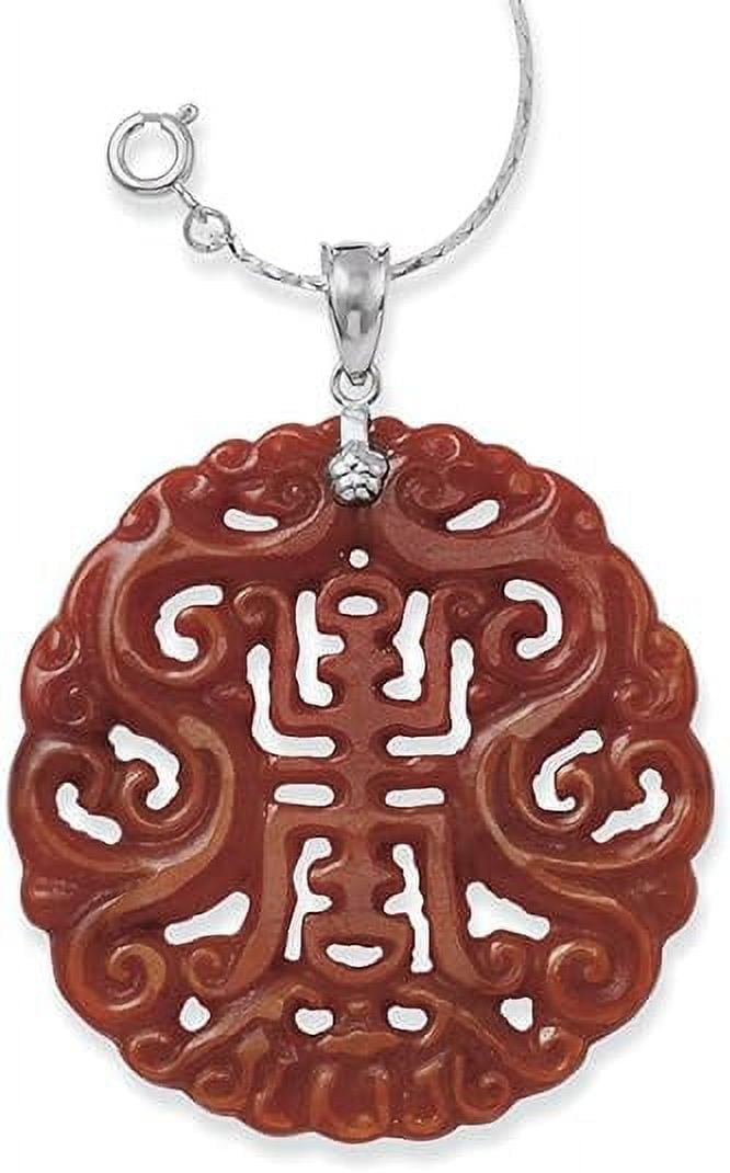 SAGEFINDS Red Jade Long Life Pendant - Round Medallion Sterling Pendant Necklace for Women 24-inch