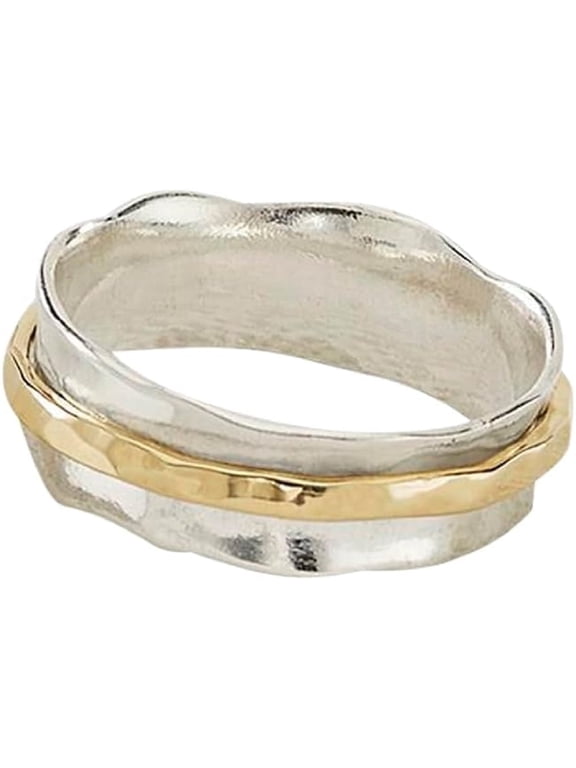 Silver and Gold Circle Elegant Design Ring for Women - Perfect Jewelry Gift - Size 10