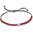 thumbnail image 1 of Sagefinds Sterling Heart Red Bead Bracelet Rope Braided Handmade Bracelet with Adjustable Beads, 1 of 8