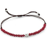 Sagefinds Sterling Heart Red Bead Bracelet Rope Braided Handmade ...