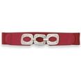 thumbnail image 1 of Sagefinds Textured-Buckle Stretch Belt for Women, Soft Faux Leather Waist Cinch Belt, 2.5” Red, 1 of 6