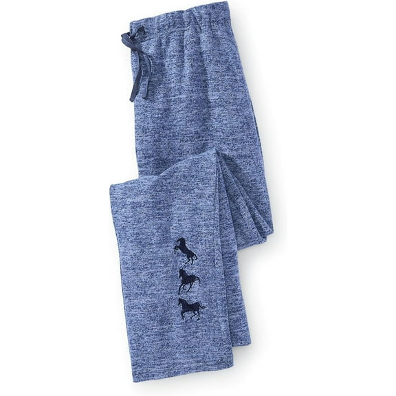 Sagefinds Women's Horse Embroidered Pull on Pant - Elastic Waist, Mid Rise Ankle Leg Design - Large