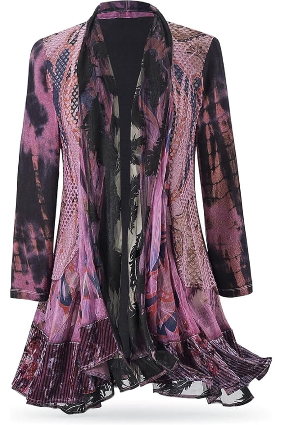 Women's Madeline Jacket - Open Front, Basic Lapel Collar, Long Sleeve - X-Small